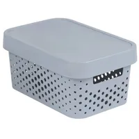 Curver Aufbewahrungsbox mit Deckel und Lochmuster, 4,5 l, grau