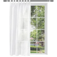 Woltu WOLTU® Gardinen transparent mit Schlaufen Leinen Optik, Schlaufenschal