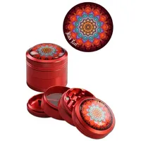 Black Leaf Mandala Alu-grinder 4-teilig (Rot)