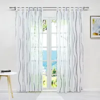 ESLIR Gardinen mit Schlaufen Vorhänge Gardinenschals Transparent Schlaufenschal Wellen