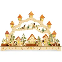 SIKORA LB89 beleuchteter LED XL Holz Schwibbogen WINTERDORF inklusive