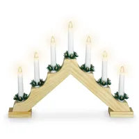 Spetebo Holz Schwibbogen mit 7 LED Kerzen - Adventsleuchter