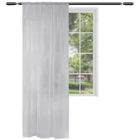 Woltu WOLTU® Gardinen transparent mit Kräuselband Vorhang Leinenoptik Halbtransparent