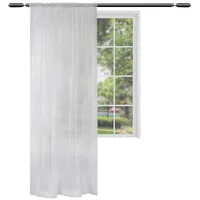 Woltu WOLTU® Gardinen transparent mit Kräuselband Vorhang Leinenoptik Halbtransparent