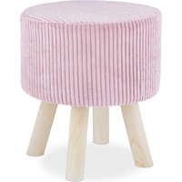 Relaxdays Sitzhocker Samthocker mit Holzbeinen,