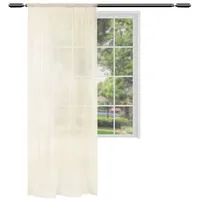 Woltu Gardinen transparent mit Kräuselband Vorhang Leinenoptik Halbtransparent Voile