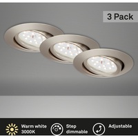 Briloner Einbauleuchte 3er Set rund Matt-Nickel