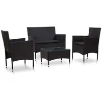 VidaXL  Garten Lounge-Set mit Auflagen 2-Sitzer Bank schwarz/schwarz