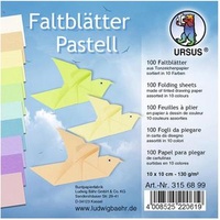 Ursus Faltblätter Pastell, Tonzeichenpapier, 10 x 10cm, 130g/m2, 10