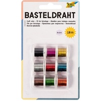 Folia Basteldraht-Set, 9 Spulen à 2m, farbig sortiert