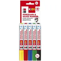 Marabu Porzellan- und Glasmalstift Set 5 St. Blau/Grün/Rot/Gelb/Schwarz