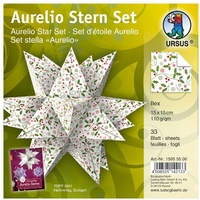 Ursus Faltblätter Aurelio Stern Ilex110g/qm 15x15cm weiß/rot/grün