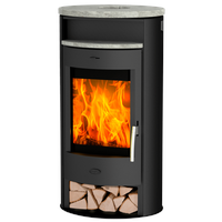 FIREPLACE Jakarta Stahl schwarz/Speckstein Top