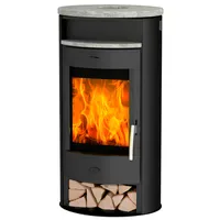 FIREPLACE Jakarta Stahl schwarz/Speckstein Top