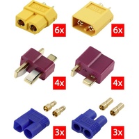 Reely RE-6699867 Akku Stecker XT60, T-Stecker, EC3 vergoldet 1