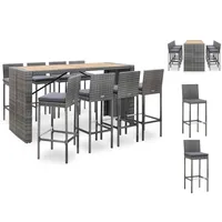 VidaXL Garten-Bar-Set 9-tlg. Grau