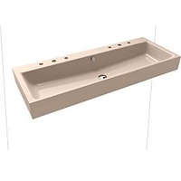 Kaldewei Puro Wand-Doppelwaschtisch 906806053030 120x46x12cm, mit Überlauf, 2x3 Hahnlochbohrung,