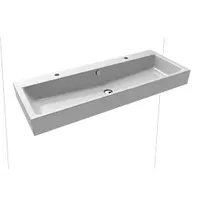 Kaldewei Puro Wand-Doppelwaschtisch 906806043199 120x46x12cm, mit Überlauf, 2x1 Hahnlochbohrung,