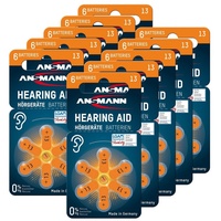 Ansmann Hörgerätebatterien 13 mit gut greifbarer Schutzfolie (Orange 60
