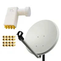 PremiumX 80cm ALU SAT Anlage Hellgrau Satellitenschüssel Satellitenantenne Octo