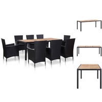 VidaXL Garten-Essgruppe 9-tlg. Tisch 190 x 90 cm schwarz