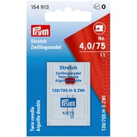 Prym 154913 Doppel-Nähmaschinennadel 75/4,0 mm, Stahl, silberfarbig, Stretch, 130/705,