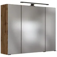 Lomadox Badmöbel Spiegelschrank in Wotaneiche Nb. 80cm LED Badspiegel