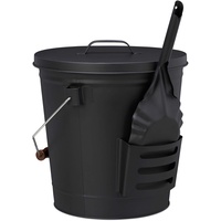 Relaxdays  Ascheeimer mit Deckel 19 l schwarz