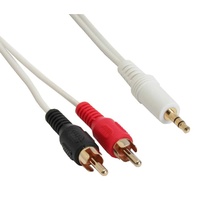 InLine Audiokabel 2x Cinch-Stecker / 3,5mm-Klinken-Stecker weiß / gold