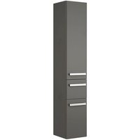 Lomadox Hochschrank Midischrank Badezimmer Badmöbel Badezimmerschrank Hochlanz Lack grau