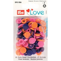 Prym 393006 Druckknopf Color KST 12,4 mm orange/pink/violett, Polyester,