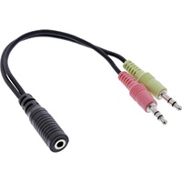 InLine Audio Headset Adapterkabel, 2x 3,5mm Stecker an 3,5mm