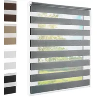 Foxx Doppelrollo Klemmfix ohne Bohren Grau 60x220 cm [Stoffbreite