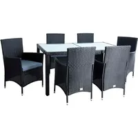 Estexo Poly-Rattan Sitzgruppe Essgruppe Gartenmöbel Set 6 Personen Gartenset