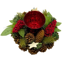 Britesta Handgefertigtes Weihnachts- & Adventsgesteck mit Teelicht-Halter, 23cm