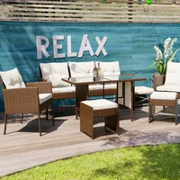 Swing&Harmonie Sydney Polyrattan Sitzgruppe Esstisch Lounge Sitzgarnitur Essgruppe Gartenmöbel