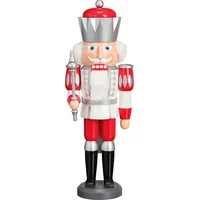 Seiffener Volkskunst Nussknacker König Exklusiv 40 cm Holz rot/silber/weiß