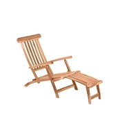 Möbilia Liegestuhl mit Fußstütze 4 Liegepositionen Teak natur -