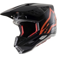 Alpinestars S-M5 Compass, Motocrosshelm - Matt Schwarz/Neon-Orange - XS