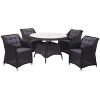 MCW Poly-Rattan Garnitur MCW-F51, Garten-/Lounge-Set Sitzgruppe Tisch+4xStuhl, rundes Rattan
