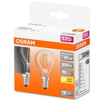 Osram LED Lampe mit E14 4W (2700K), klar, 2er