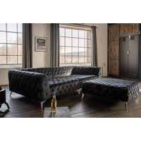KAWOLA Hocker NARLA Chesterfield Velvet schwarz 110x110cm