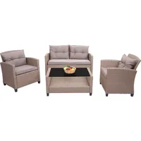 Mendler XXL Poly-Rattan Garnitur HWC-F10, Balkon-/Garten-/Lounge-Set Sitzgruppe, Sofa Sessel