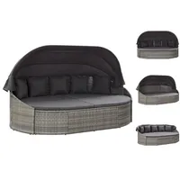 VidaXL Polyrattan Outdoor Sonneninsel mit Dach grau
