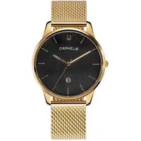 Orphelia Herren Analog Uhr Portobello mit Edelstahl Armband, Gold