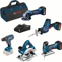 Bosch Professional 18V Profi-Set 5-tlg Akku Maschinen Set (Akkubohrer)