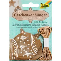 Folia Geschenkanhänger Weihnachten Natur, 12 Stück