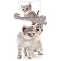 Jerry Fabrics Kinderbettwäsche, Bettbezug, graue Kätzchen 140 x 200