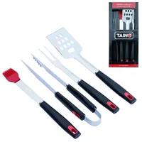 TAINO Grillbesteck Set 4-tlg. Edelstahl rot
