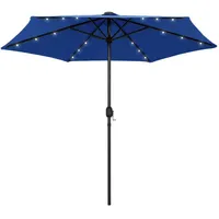 VidaXL Sonnenschirm mit LED-Leuchten & Aluminium-Mast 270 cm Azurblau
